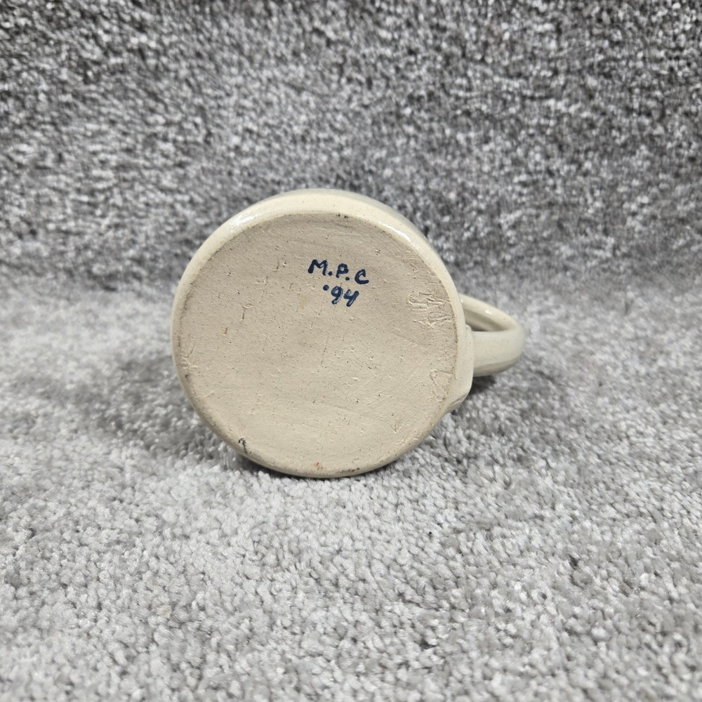 Blue Heart Grandmas Stoneware Creamer Beige Vintage 1994 Small Pitcher - Picture 2 of 7